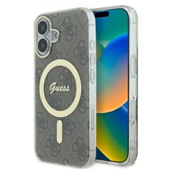 Dėklas Guess IML 4G MagSafe skirtas iPhone 16 Plus, rudas