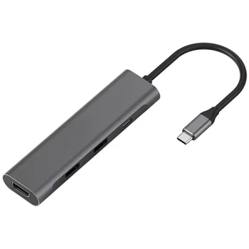 Extra Digital USB-C šakotuvas (2x USB 3.0, HDMI, USB-C PD), pilkas