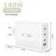 Tech-Protect NC140W-GAN 140W 4 prievadų įkroviklis, baltas