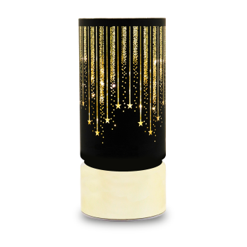 Glass Christmas LED Lantern with Timer Forever Light FCL-20, Black and Gold