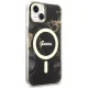Guess dėklas iPhone 14 Plus telefonui Golden Marble MagSafe, juodas