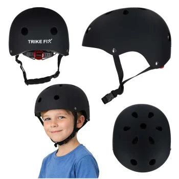 Trike Fix vaikiškas dviratininko šalmas su LED šviesa, S (48-54 cm), juodas