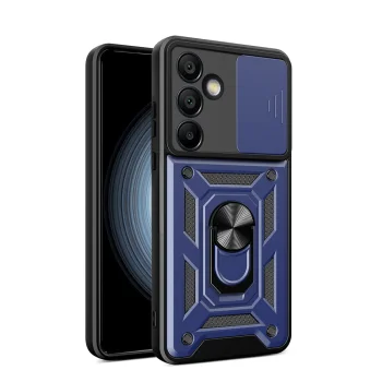 Dėklas Hybrid Armor Camshield, skirtas Samsung Galaxy S24 FE, mėlynas