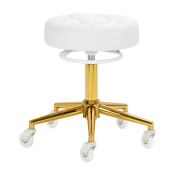 Hairdressing Stool Gabbiano D054G, White and Gold