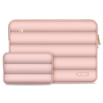 Tech-Protect Puffy nešiojamojo kompiuterio dėklas 13-14" su priedų krepšeliu, rožinis