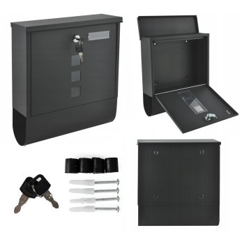 Modernhome HPB2210-GS Mailbox with Newspaper Holder, Galvanized Steel, Anthracite