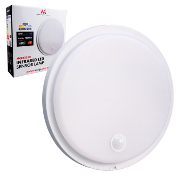 Maclean MCE525 W fasado LED šviestuvas su judesio jutikliu, 10W, IP65, baltas