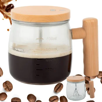 Automatiškai maišantis stiklinis puodelis kavai ir arbatai, 400ml