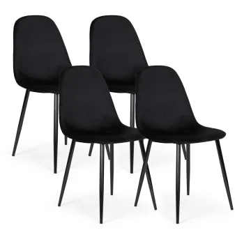 Velvet Dining Chairs Set of 4 ModernHome J933, black