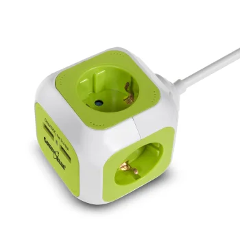 „Greenblue MagicCube“ šakotuvas su 4 lizdais ir 2 USB (1.4m), vokiškas kištukas