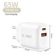 Tech-Protect NCA65W-GAN 65W 2-portų įkroviklis, baltas