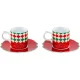Bialetti Tricolore espresso puodelių su lėkštutėmis rinkinys, 2 vnt., 80 ml