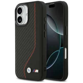 BMW dėklas iPhone 17 telefonui M Carbon Line & Logo MagSafe, raudonas