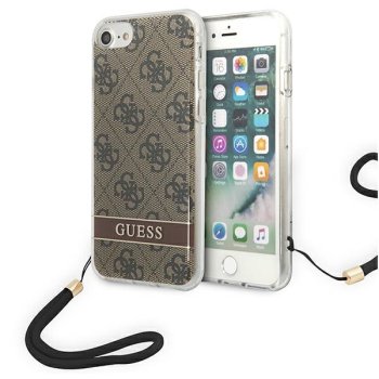 Guess iPhone SE 2022 / 2020 / 7 / 8 Case 4G Print Strap Brown