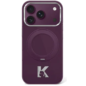 Karl Lagerfeld IML Ring Stand 360 Kameo dėklas iPhone 17 Pro / 18 Pro, bordo