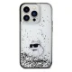 Karl Lagerfeld Liquid Glitter Choupette dėklas iPhone 14 Pro Max, skaidrus