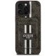 Guess iPhone 16 Pro Max dėklas 4G Stripes su MagSafe pinigine, rudas