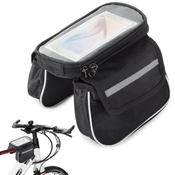 Bicycle Frame Bag with Phone Case up to 7.2", Black