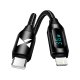 Wozinsky USB-C to Lightning laidas su LED ekranu 36W, 2m, juodas