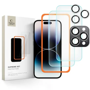 Tech-Protect Supreme Set apsauginis stiklas iPhone 16 Pro, skaidrus (3 vnt.)