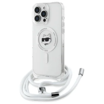 Karl Lagerfeld iPhone 16 Pro dėklas IML Choupette Head & Cord MagSafe, skaidrus