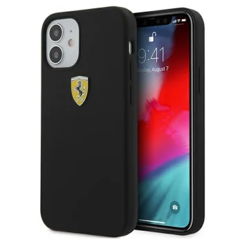 „Ferrari“ dėklas „iPhone 12 mini“ telefonui „On Track Silicone“, juodas