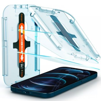 Spigen Glas.tR EZ Fit apsauginis stiklas iPhone 12 Pro Max (2 vnt.)