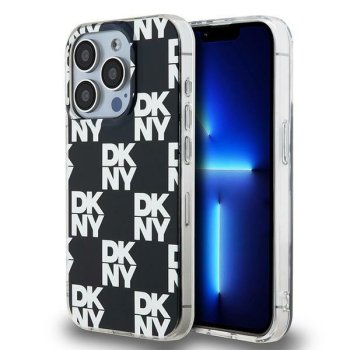 DKNY dėklas iPhone 15 Pro Max telefonui IML Checkered Mono Pattern, juodas