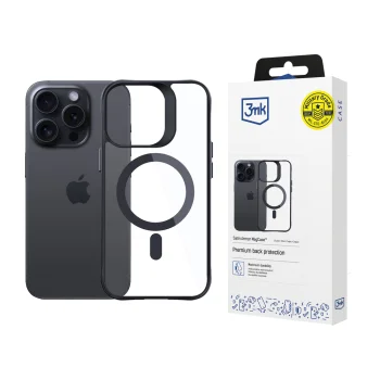 3mk Satin Armor MagCase dėklas, skirtas iPhone 15 Pro Max, skaidrus / juodas