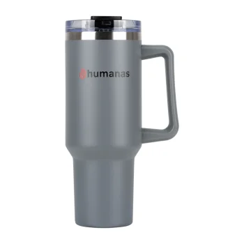 Termopuodelis Humanas Viva 1200 ml su šiaudeliu, pilkas