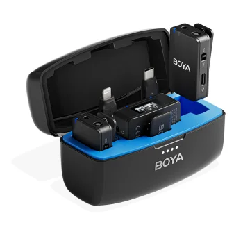 BOYA BOYAMIC 2-02 belaidžių mikrofonų sistema 2.4 GHz USB-C, juoda