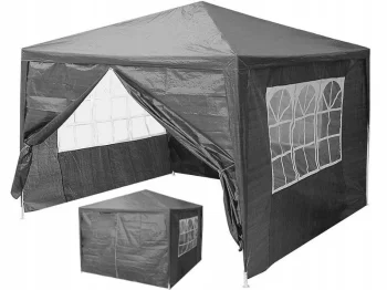 MultiGarden Garden Pavilion Tent 3x3 m with 4 Walls, Grey