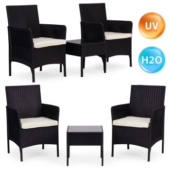 MultiGarden sodo baldų komplektas 138905, 2 kėdės ir stalas, juodas