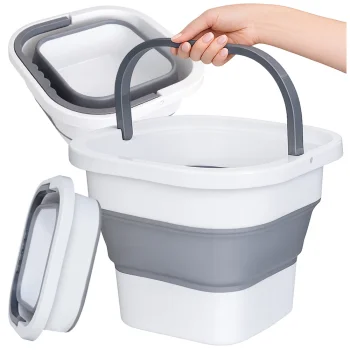 Collapsible Silicone Bucket 5L, Folding Camping Pail with Handle