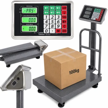 Elektroninės platforminės svarstyklės su atlošu 100kg LCD, pilkos