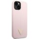 Silikoninis dėklas Guess Silicone Triangle skirtas iPhone 14 Plus, violetinis