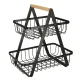 Two-Tier Fruit Basket, Metal and Wood, Black