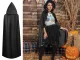 Long Hooded Halloween Cape for Cosplay and Costumes, Black