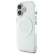 Guess IML Metal Colored Circle MagSafe dėklas iPhone 16 telefonui, baltas