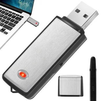 Slaptas mini diktofonas USB atmintinė 8GB, sidabrinis