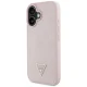 Guess Grained Hot Stamp Peony Triangle Logo MagSafe dėklas iPhone 16, rožinis