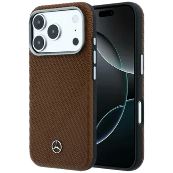 Mercedes-Benz dėklas iPhone 17 Pro telefonui, rudas