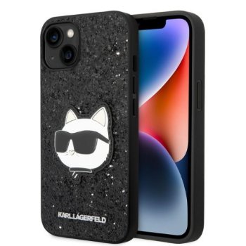 Karl Lagerfeld dėklas iPhone 14 Plus telefonui Glitter Choupette, juodas