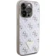 Guess 4G Triangle Metal Logo dėklas iPhone 15 Pro telefonui, baltas