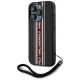 Karl Lagerfeld Saffiano Athleisure Stripes Cord iPhone 15 Pro dėklas su virvele, raudonas