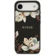 Guess Grained Flowers Classic Logo MagSafe dėklas telefonui iPhone Air, juodas