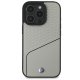 BMW dėklas iPhone 16 Pro telefonui Sign Leather Textured and Line MagSafe, pilkas