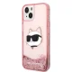 Karl Lagerfeld dėklas iPhone 14 Plus / 15 Plus su blizgučiais, rožinis
