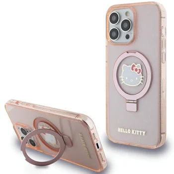 Hello Kitty dėklas iPhone 15 Pro Max su Ring Stand ir MagSafe, rožinis