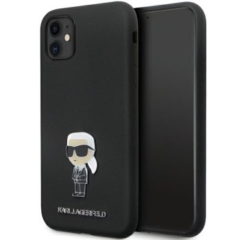 Karl Lagerfeld dėklas iPhone 11 telefonui Silicone Ikonik Metal Pin, juodas
